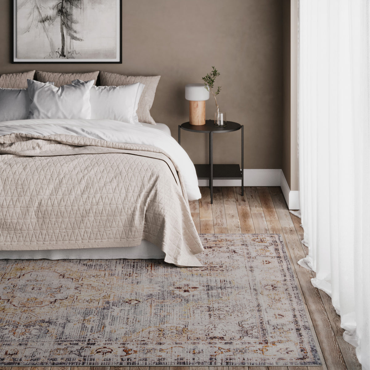 Washable Blue Vintage Rug - Serene
