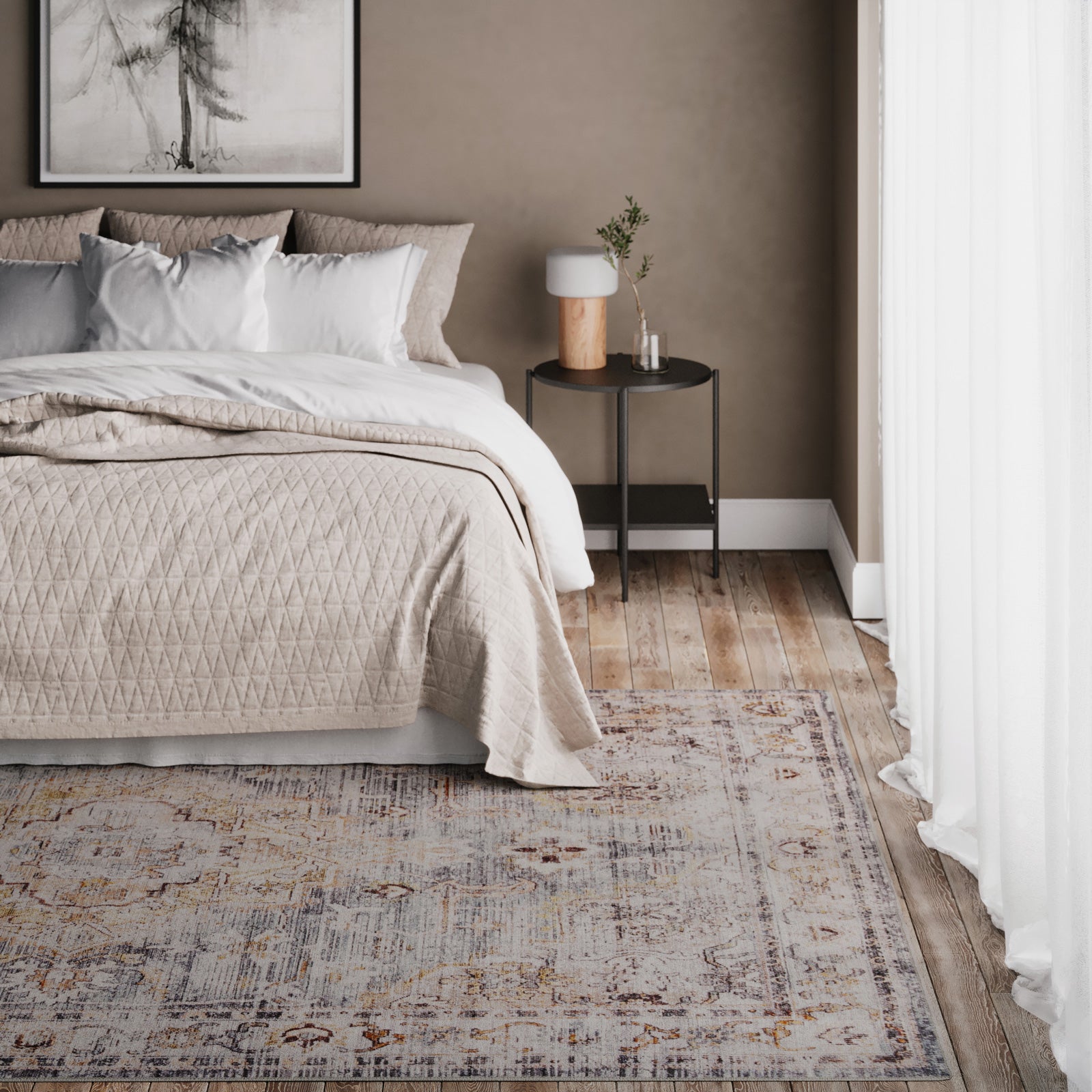 Washable Blue Vintage Rug - Serene