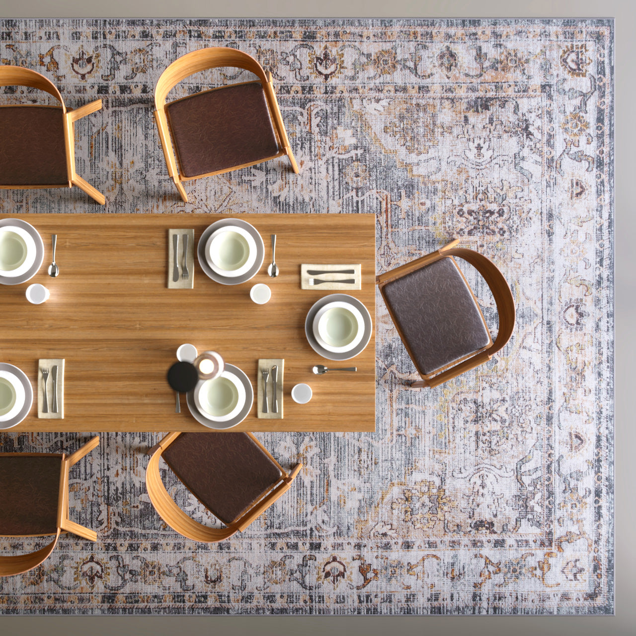 Washable Blue Vintage Rug - Serene