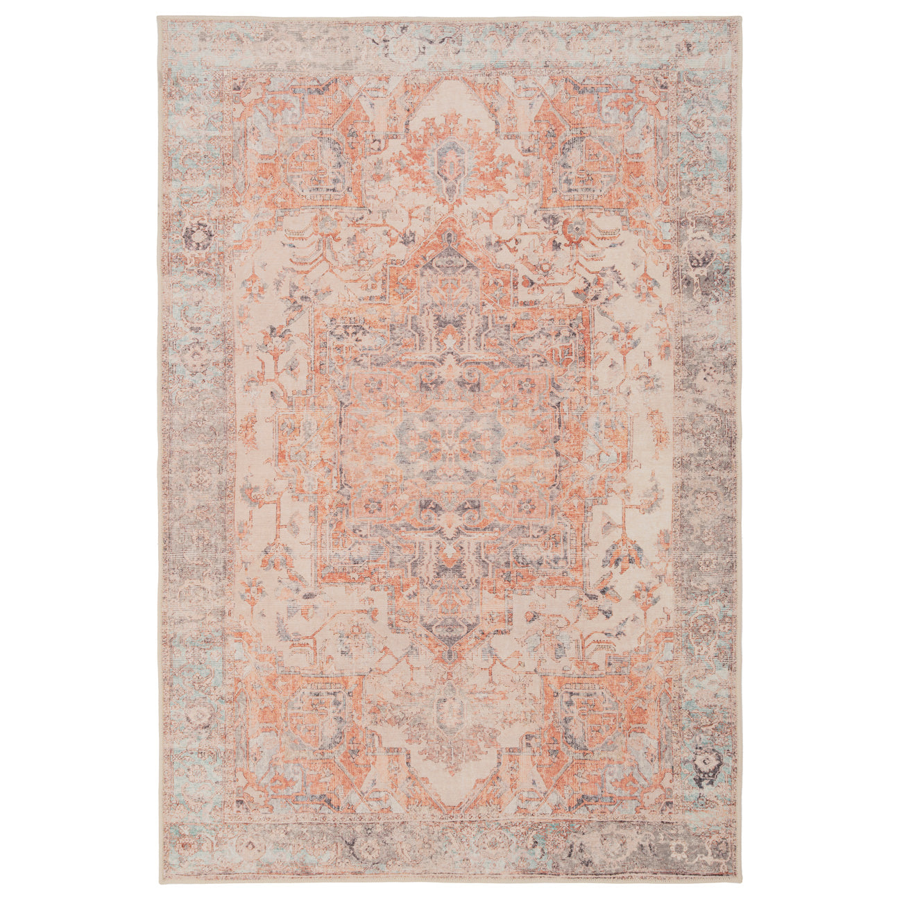 Washable Terracotta Vintage Rug - Sisu