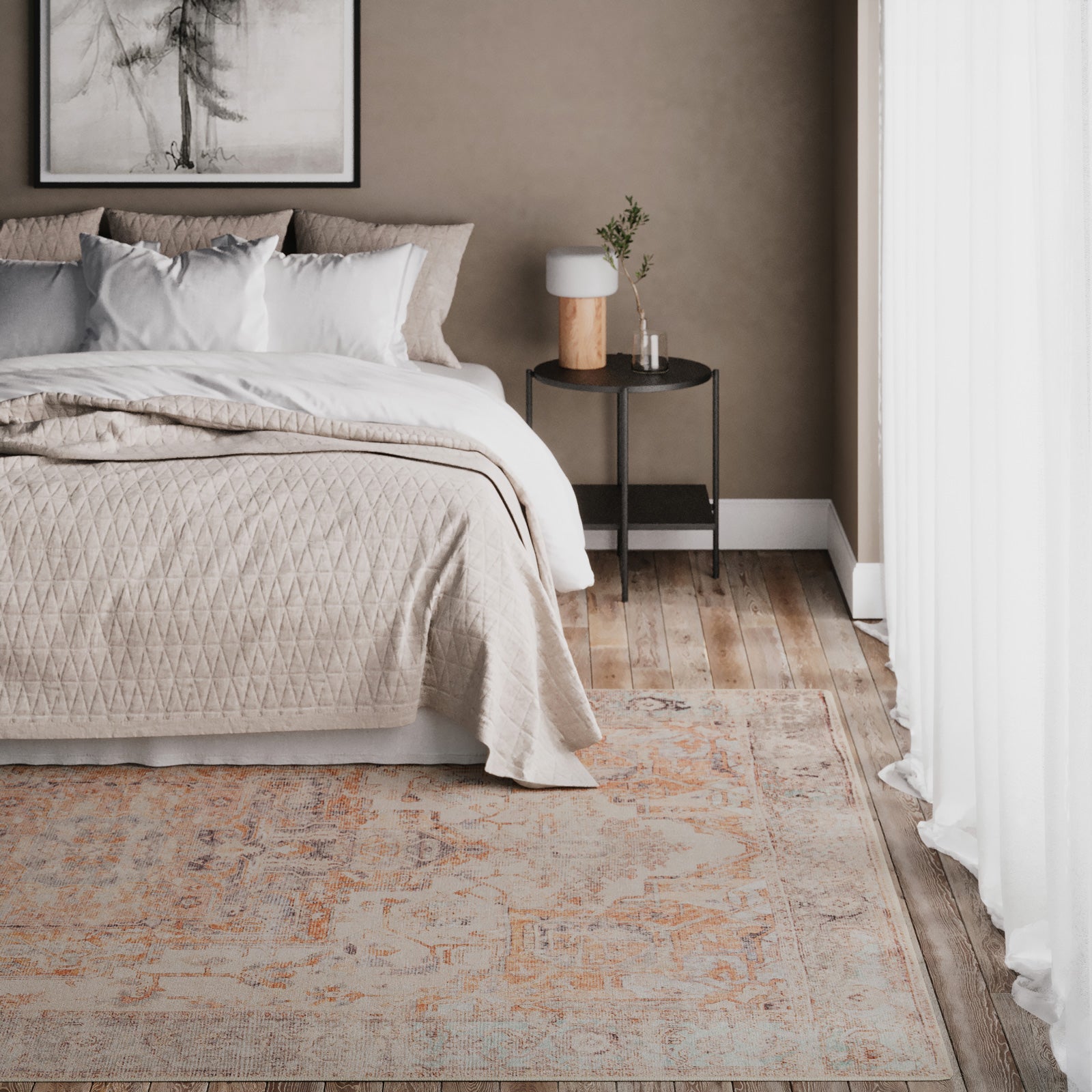 Washable Terracotta Vintage Rug - Sisu