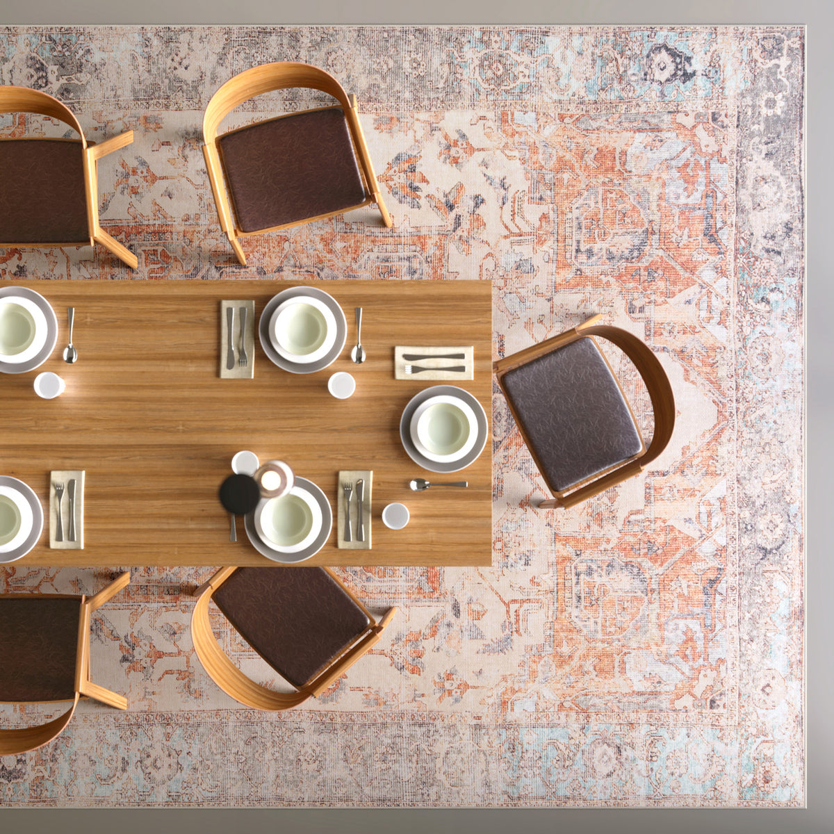 Washable Terracotta Vintage Rug - Sisu