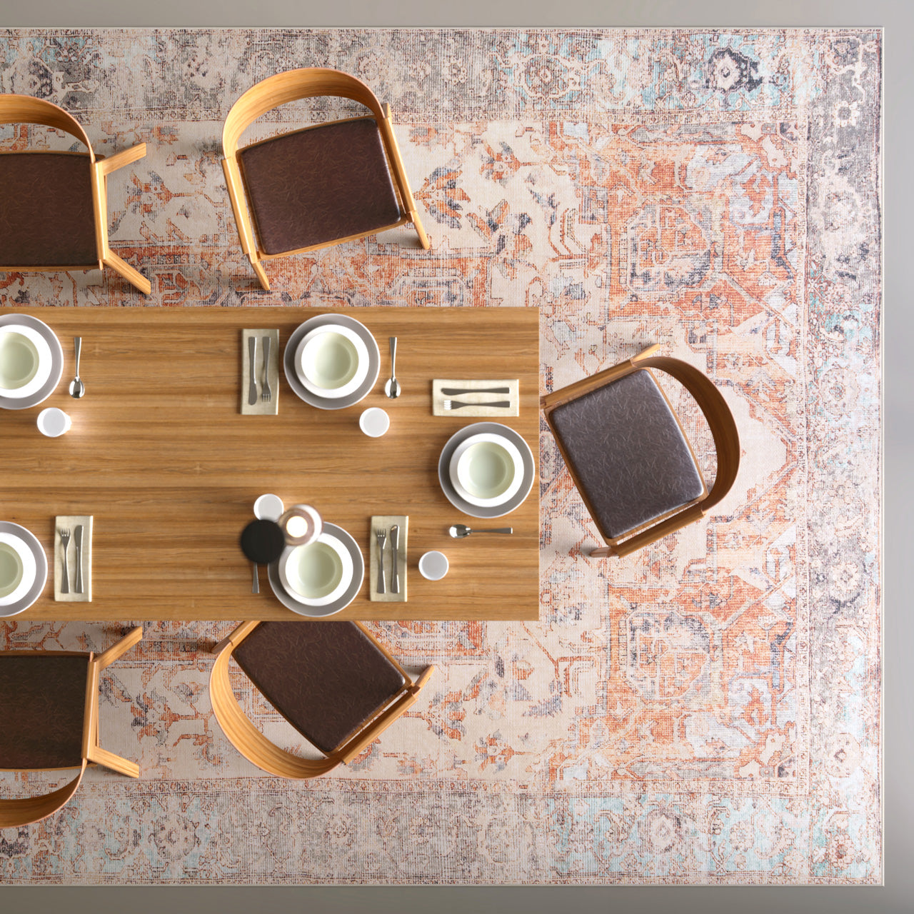 Washable Terracotta Vintage Rug - Sisu