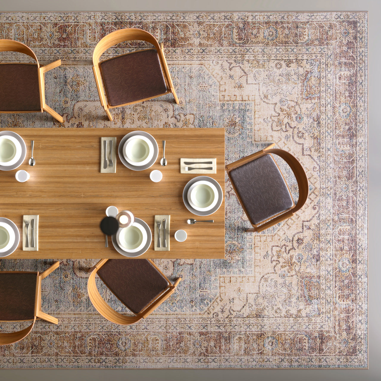 Washable Blue Heritage Rug - Sonder