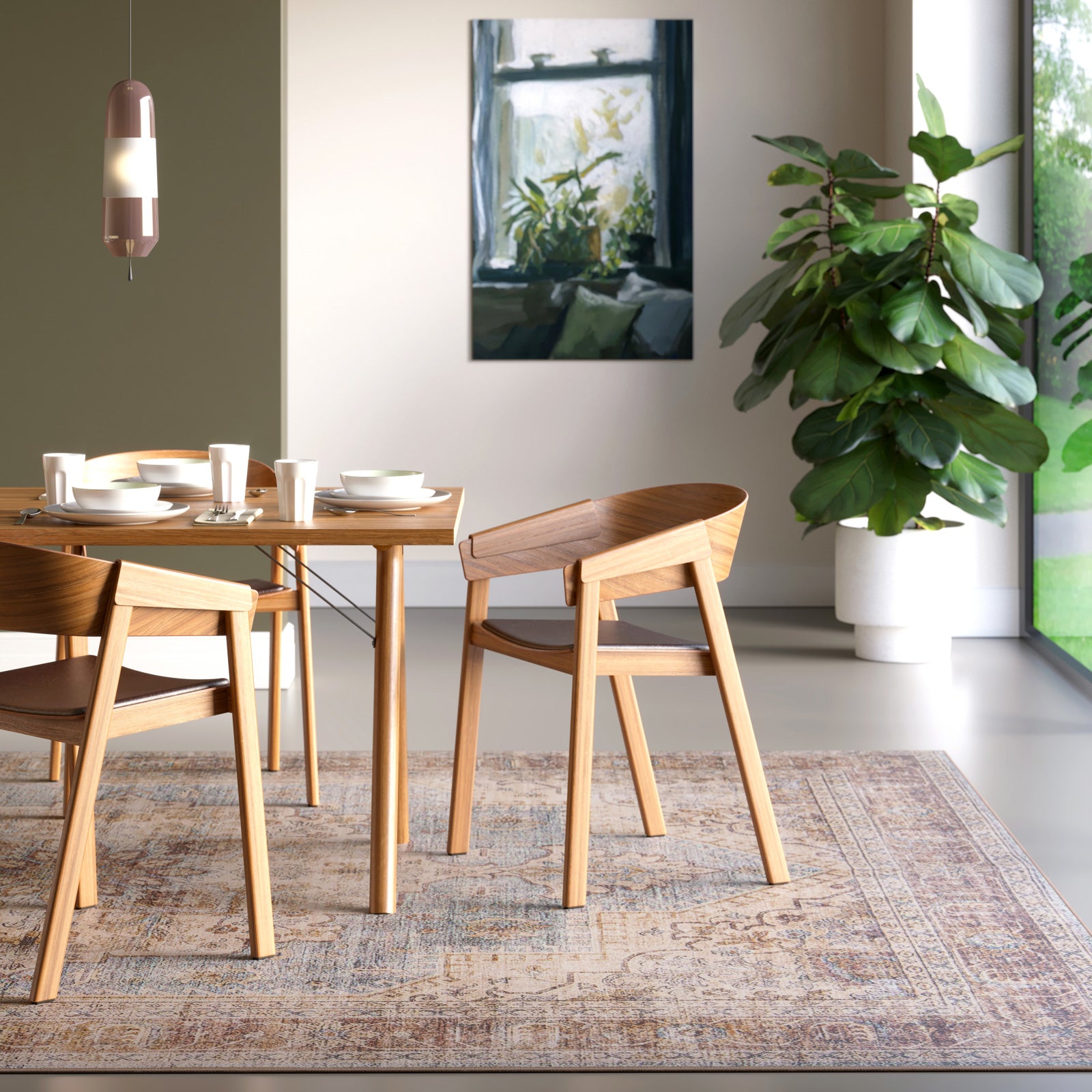 Washable Blue Heritage Rug - Sonder