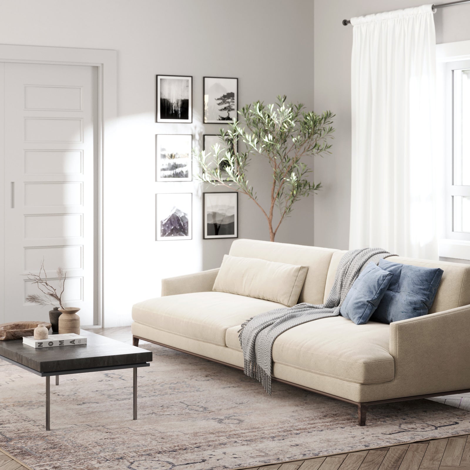 Washable Grey Blue Vintage Rug - Roam