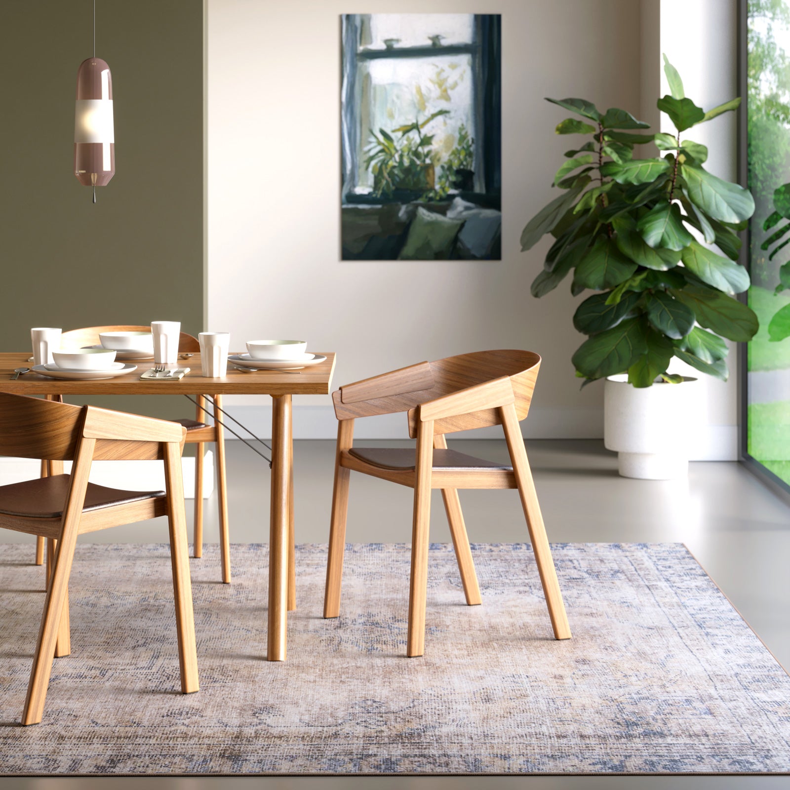 Washable Terracotta Vintage Rug - Wander