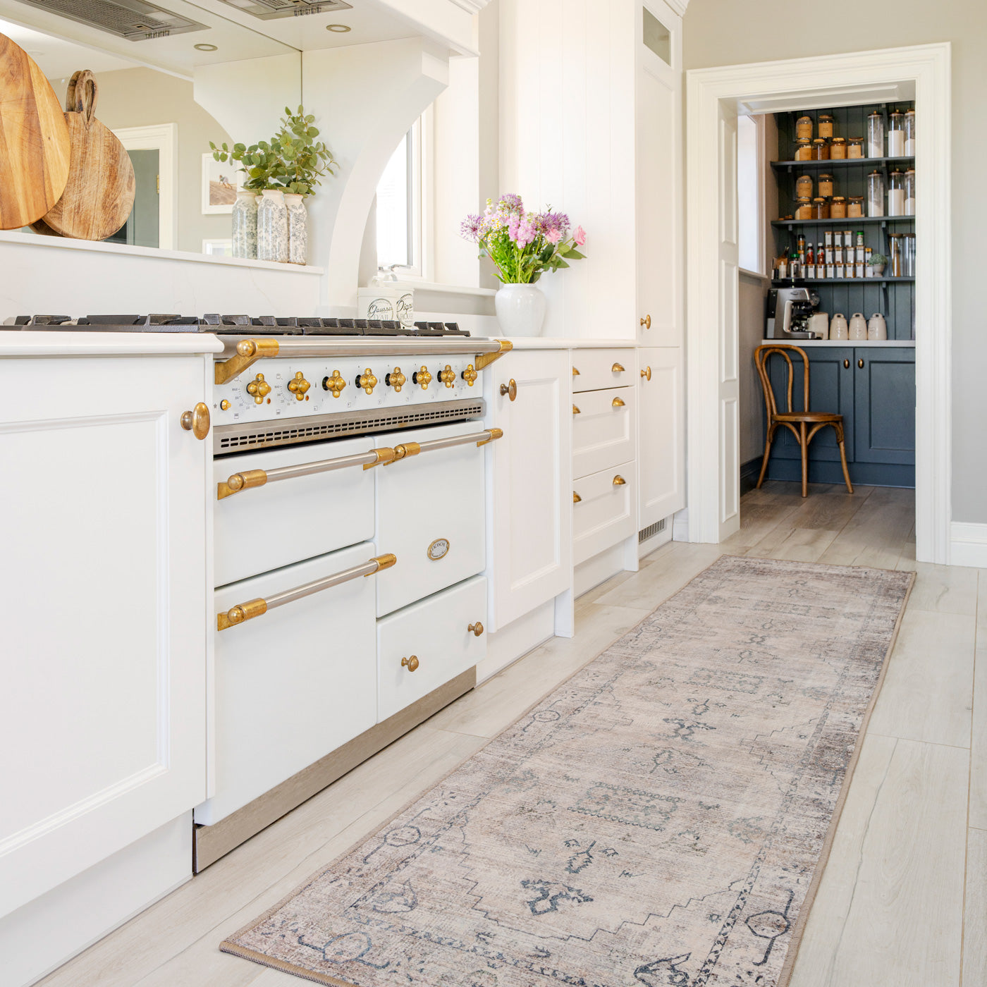 Washable Grey Blue Vintage Runner - Roam