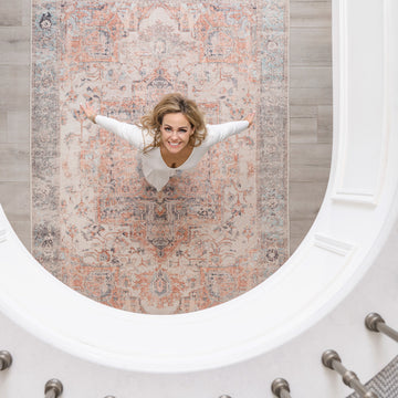 Washable Terracotta Vintage Rug - Sisu