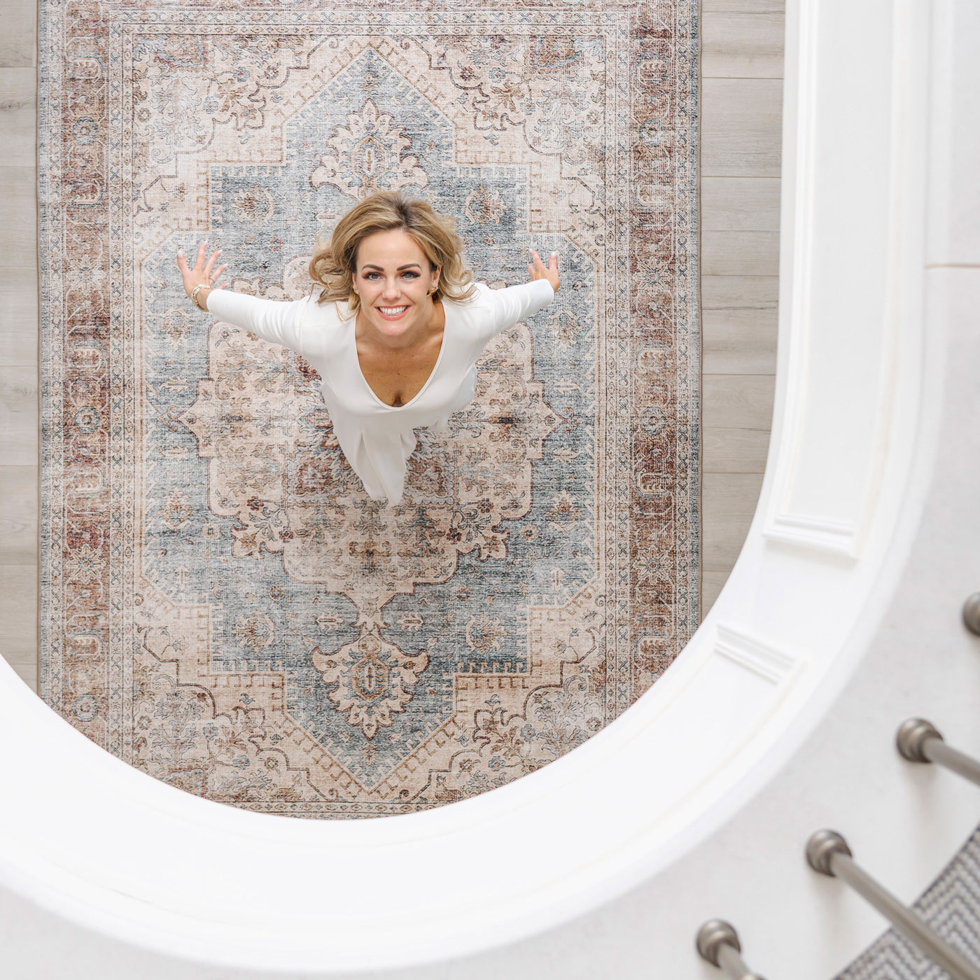 Washable Blue Heritage Rug - Sonder