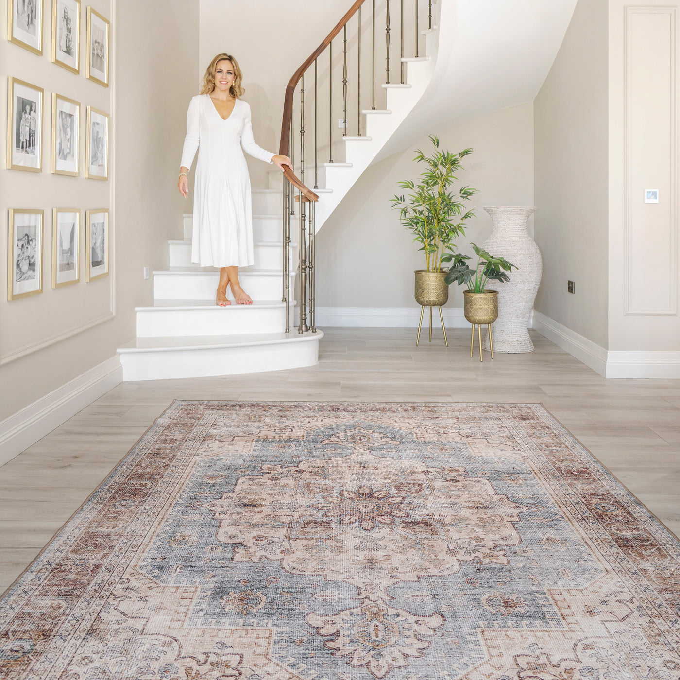 Washable Blue Heritage Rug - Sonder