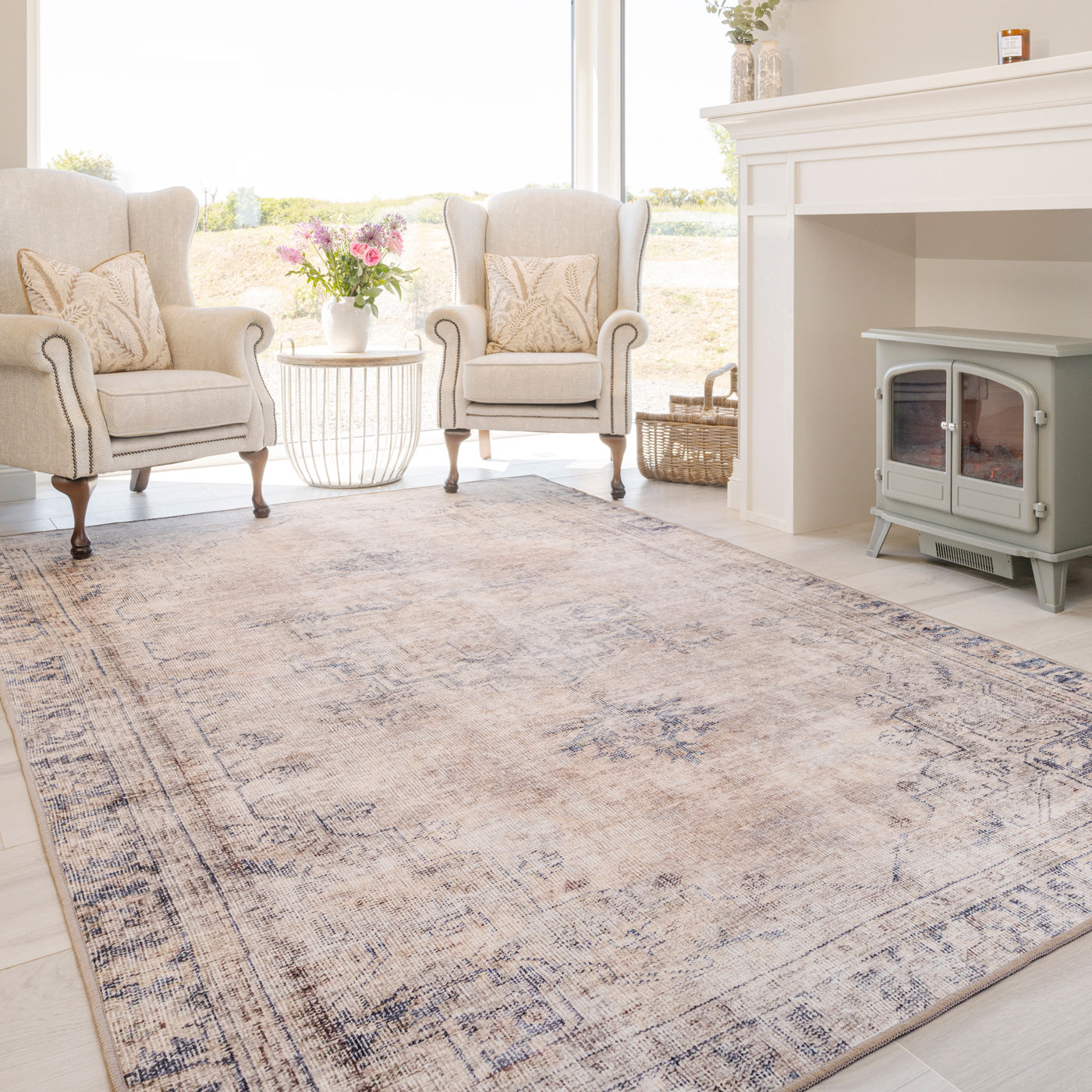 Washable Terracotta Vintage Rug - Wander