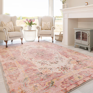 Washable Pink Medallion Rug - Dusk