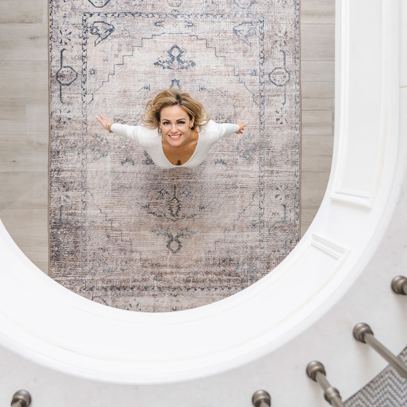 Washable Grey Blue Vintage Rug - Roam