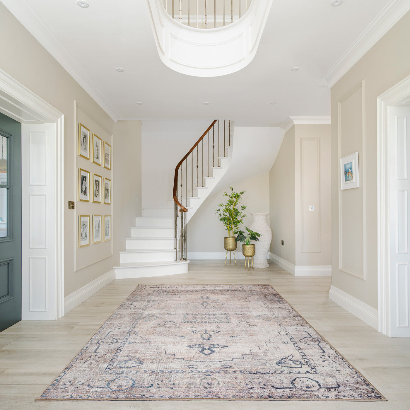 Washable Grey Blue Vintage Rug - Roam