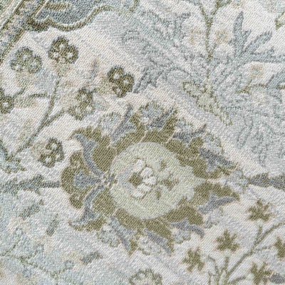 Vintage Traditional Green Floral Runner Rug