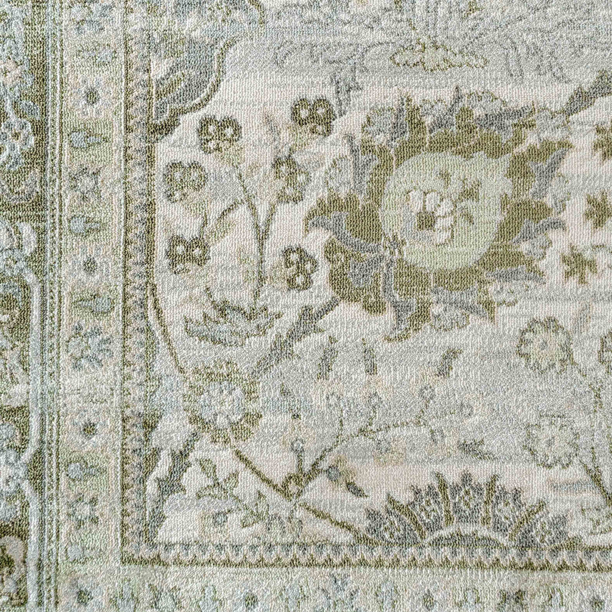 Vintage Traditional Green Floral Runner Rug