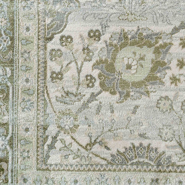 Vintage Traditional Green Floral Runner Rug