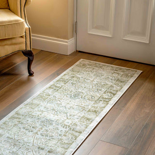 Vintage Traditional Green Floral Runner Rug