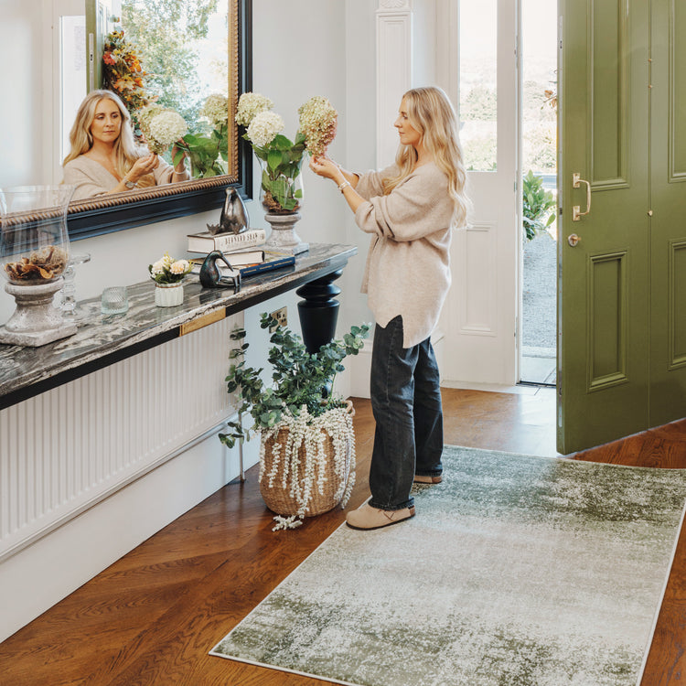 Green Earthy Pattern Rug Earthy Green Abstract Rug - Barrow | Living Room Rugs | Kukoon Rugs Online