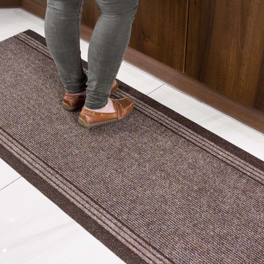 Brown Hard Wearing Runner Rugs 80cm Width