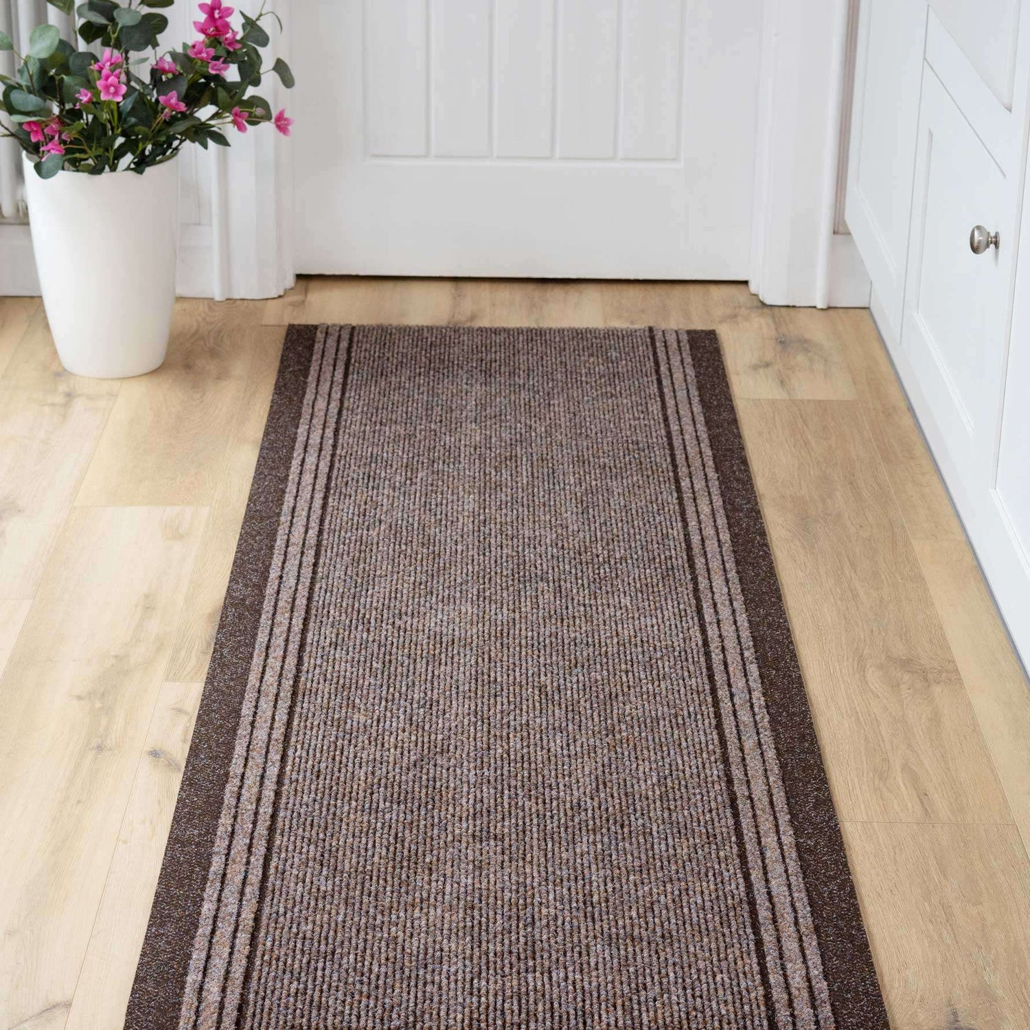 Brown Hard Wearing Runner Rugs 80cm Width