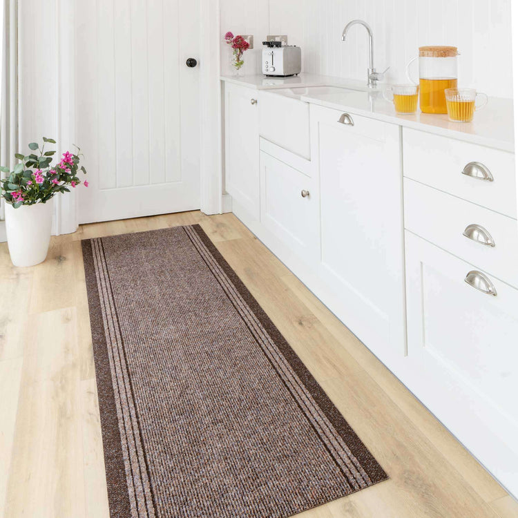 Brown Hard Wearing Runner Rugs 80cm Width