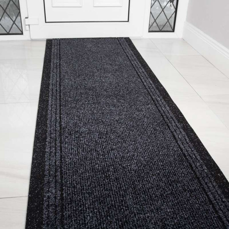 Dark Grey Hard Wearing Runner Rugs