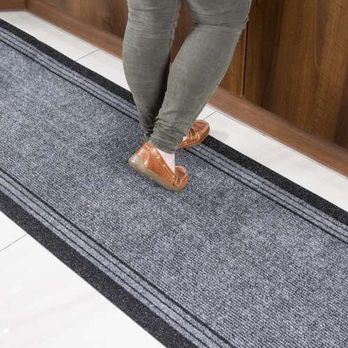 Grey Hard Wearing Runner Rugs 80cm Width