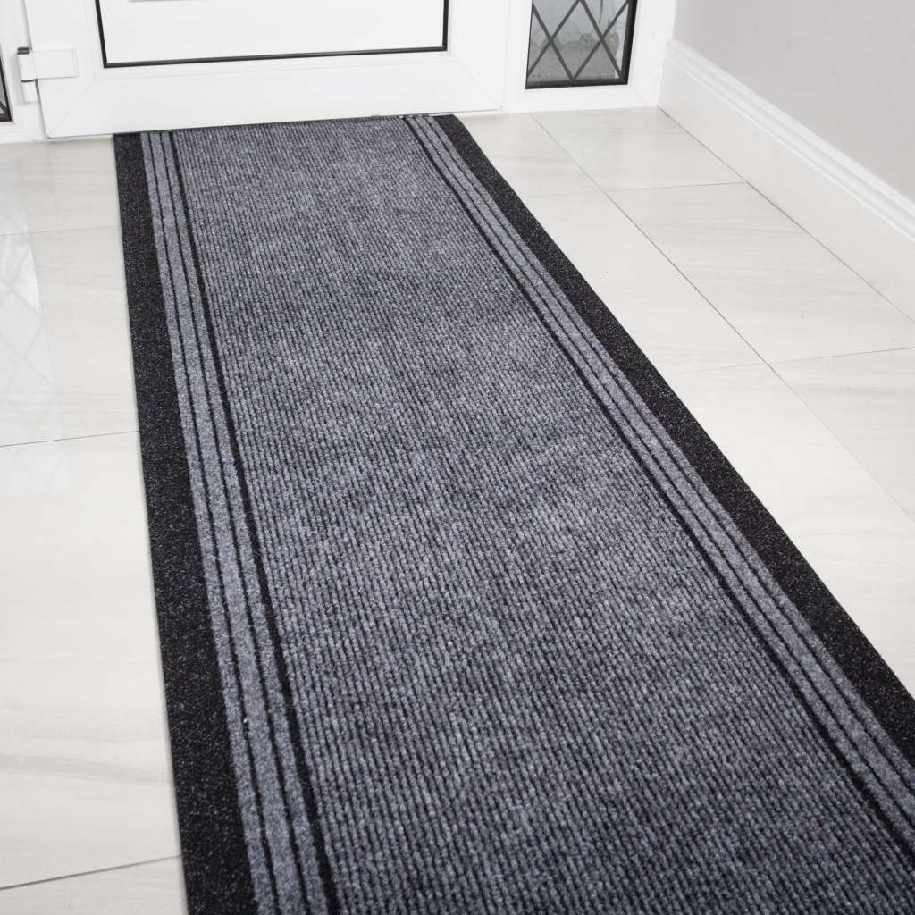 Grey Hard Wearing Runner Rugs 80cm Width