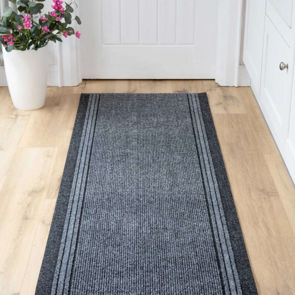 Grey Hard Wearing Runner Rugs 80cm Width