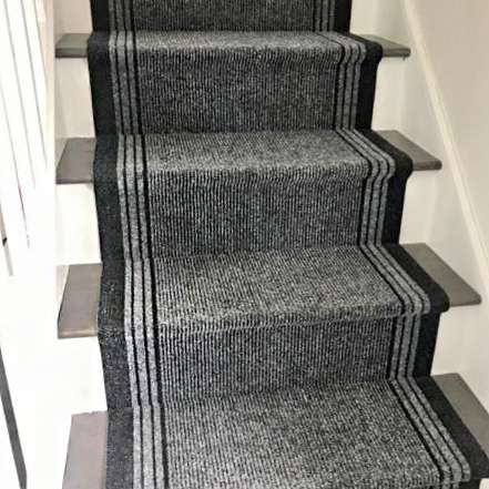 Grey Hard Wearing Stair Carpet Runner Rugs