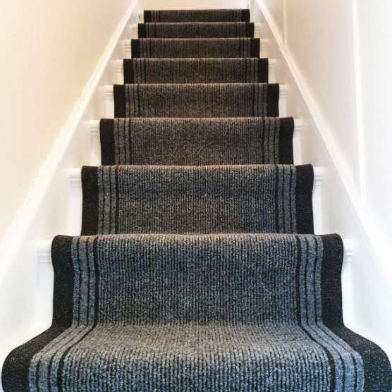 Grey Hard Wearing Stair Carpet Runner Rugs
