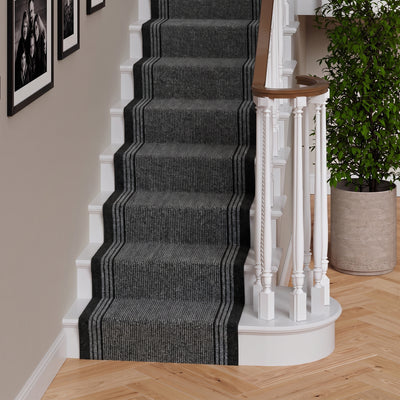 Grey Hard Wearing Stair Carpet Runner Rugs