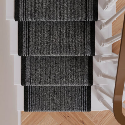 Grey Hard Wearing Stair Carpet Runner Rugs