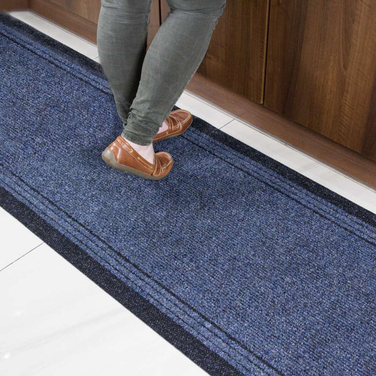 Navy Blue Hard Wearing Runner Rug