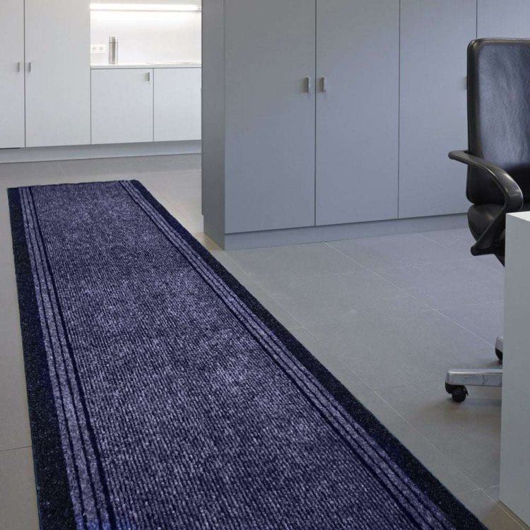 Navy Blue Hard Wearing Runner Rug