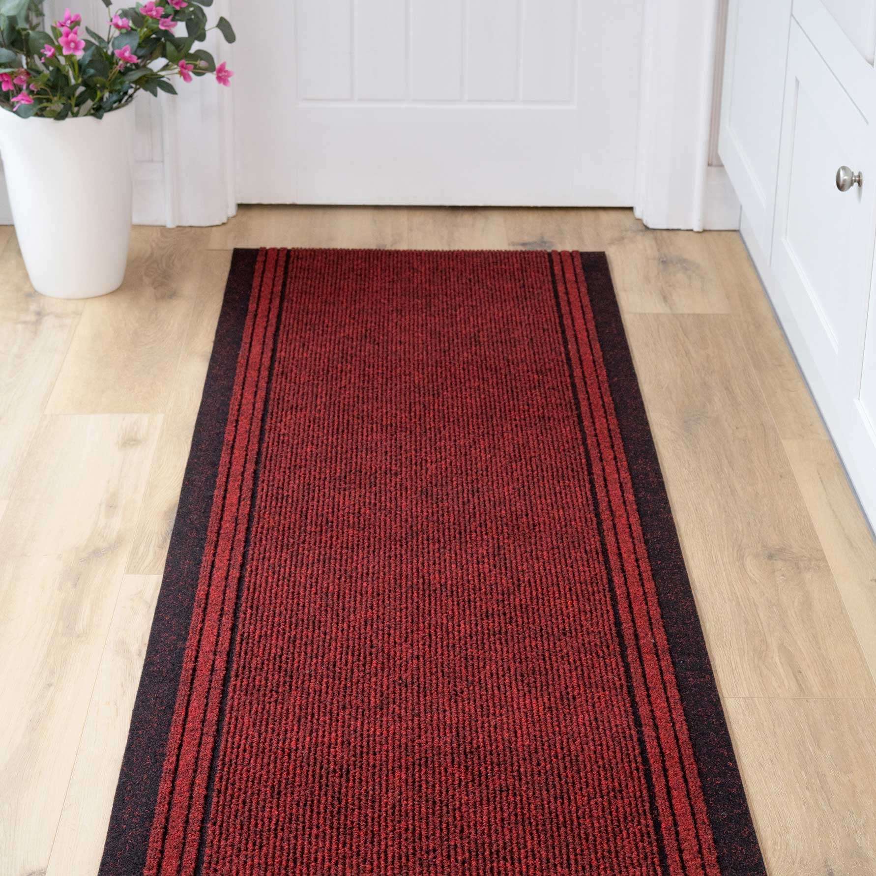 Red Hard Wearing Runner Rugs