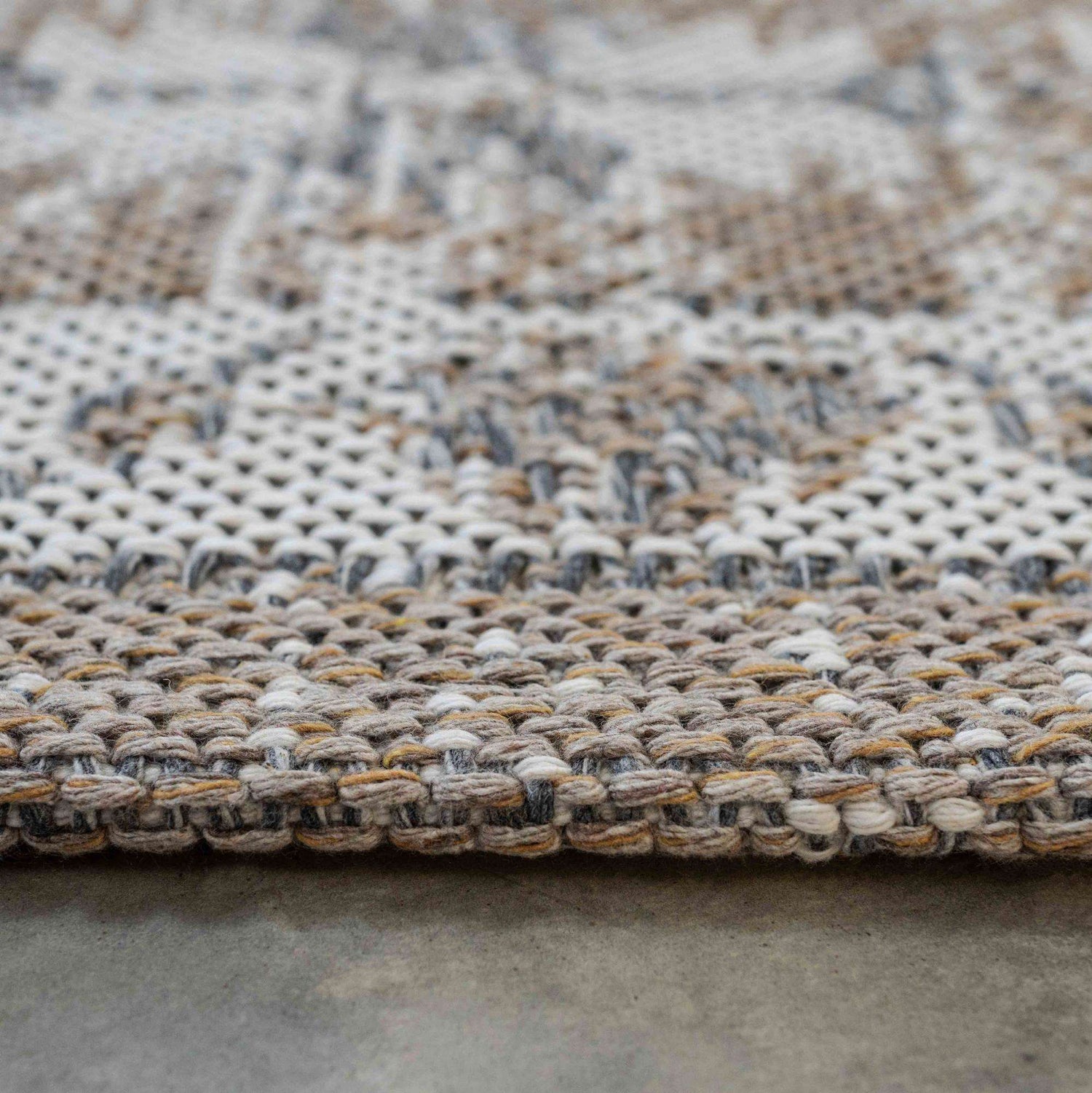 Vintage Faded Beige Woven Recycled Cotton Runner Rug