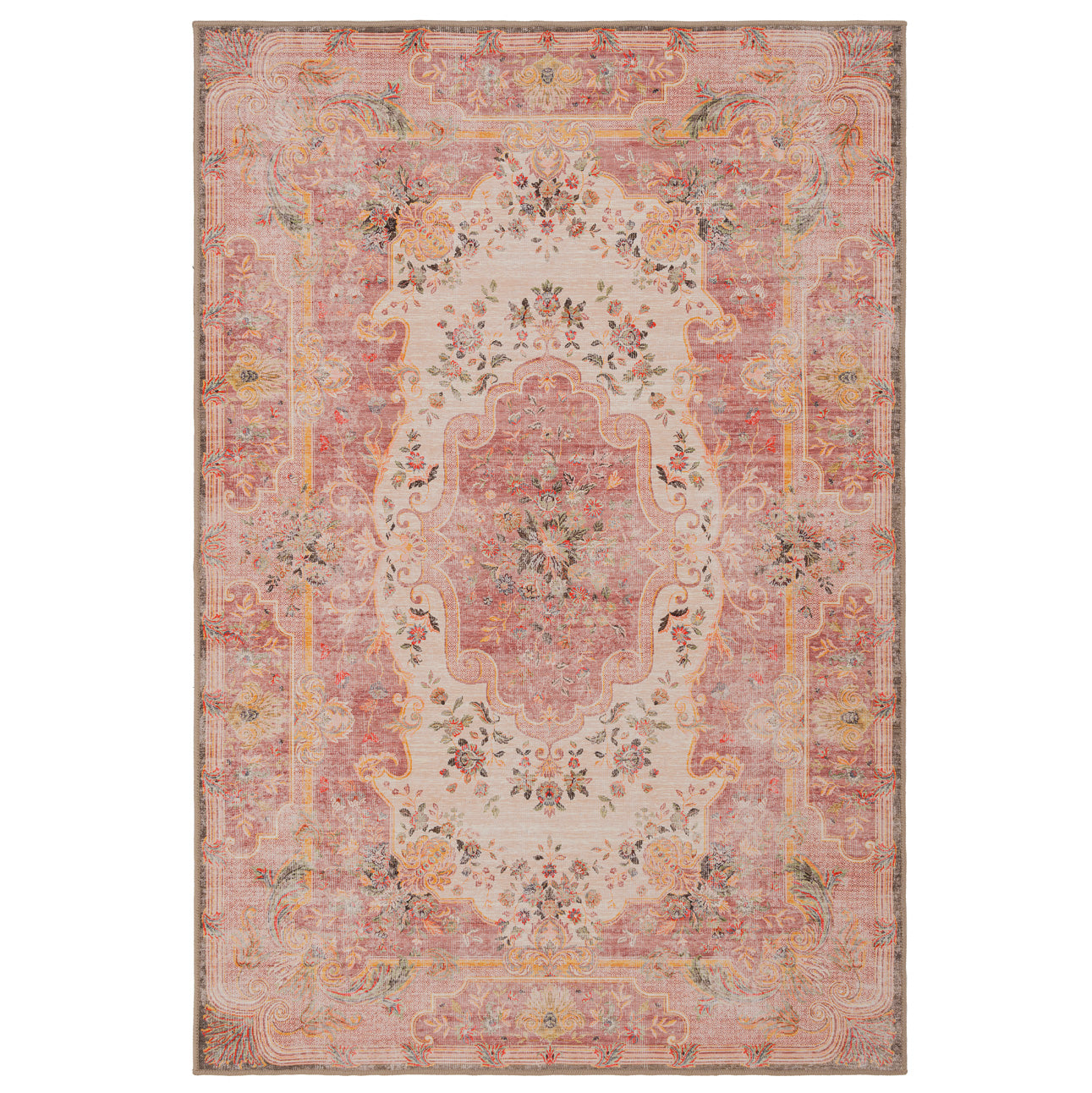Washable Pink Medallion Rug - Dusk