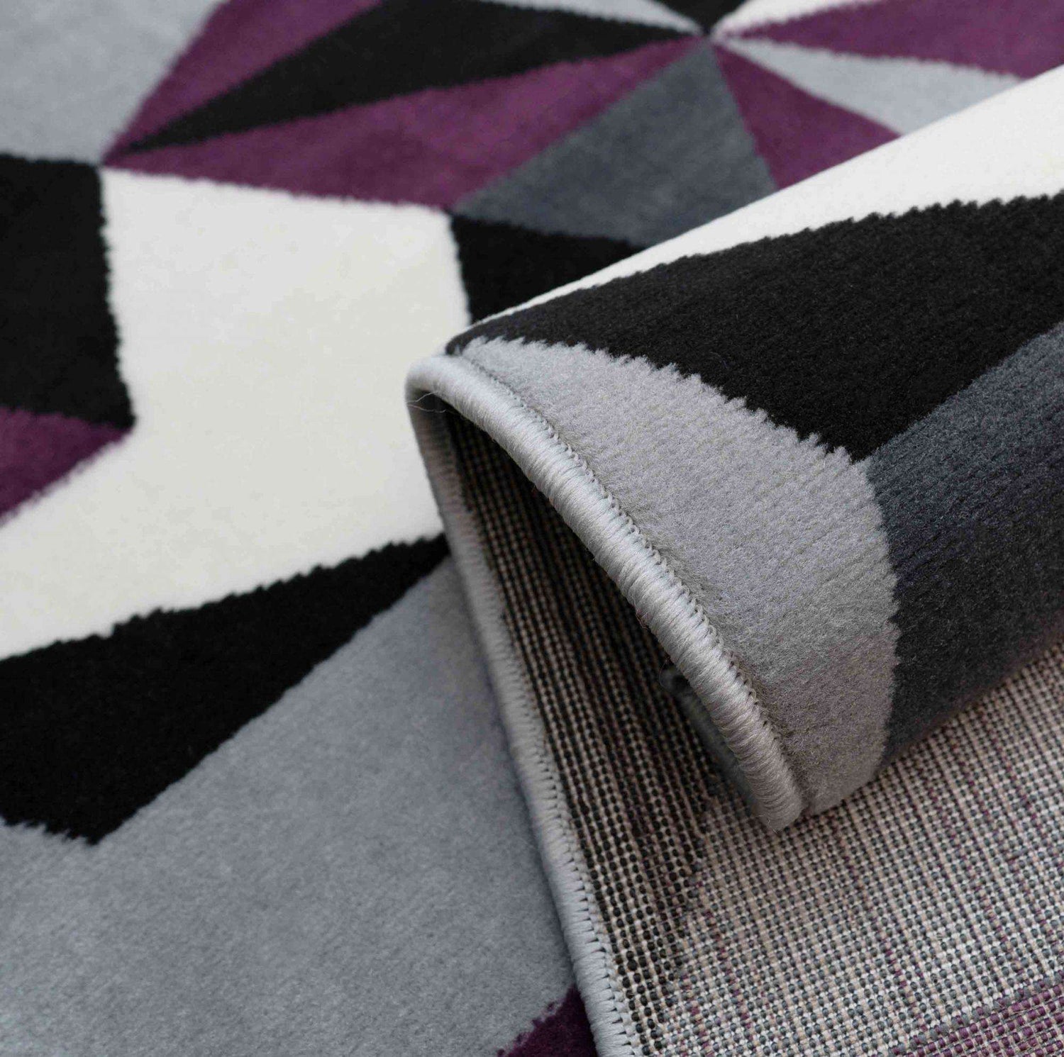 Purple Grey Modern Geometric Hall Runner Rugs