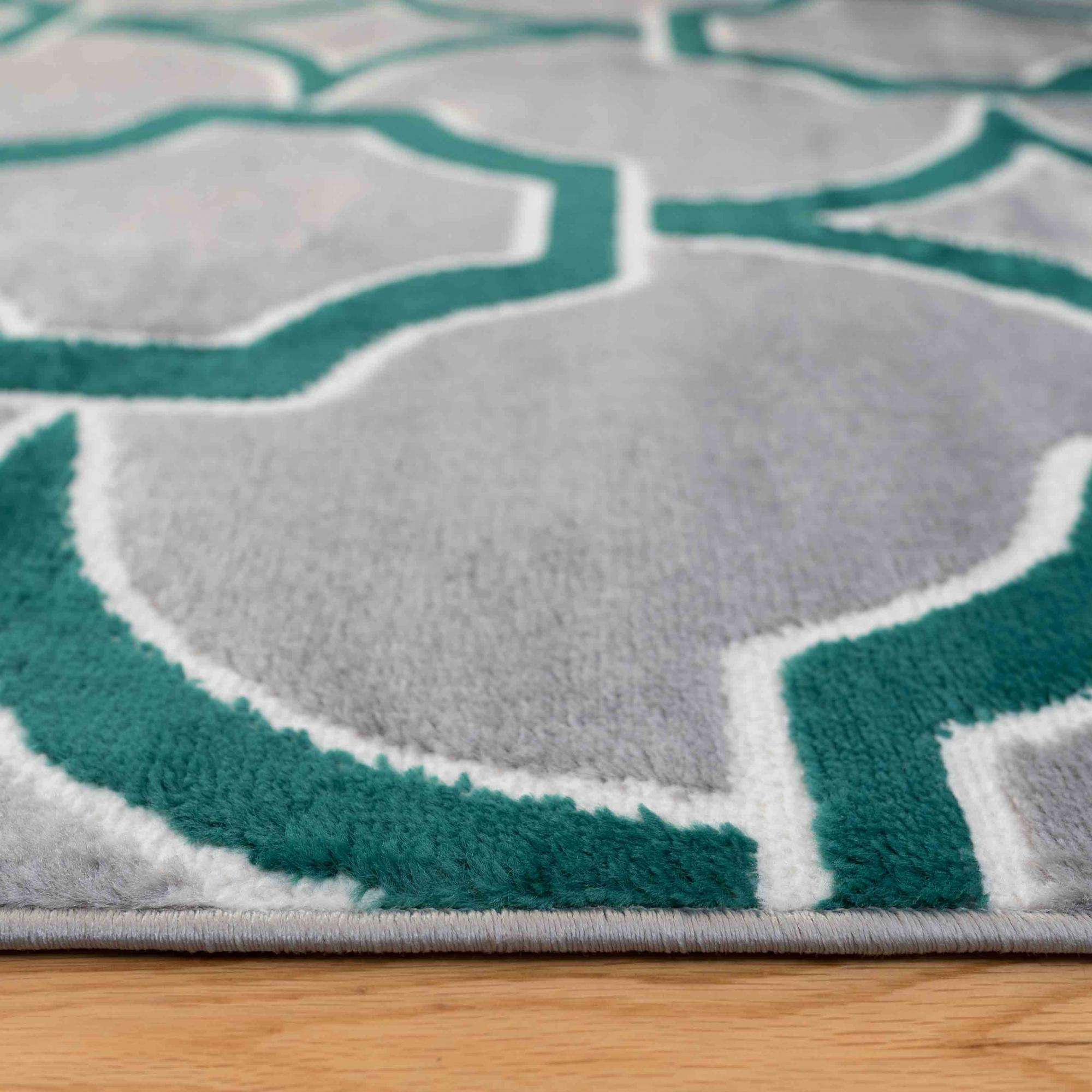 Modern Emerald Green Trellis Hall Runner Rugs
