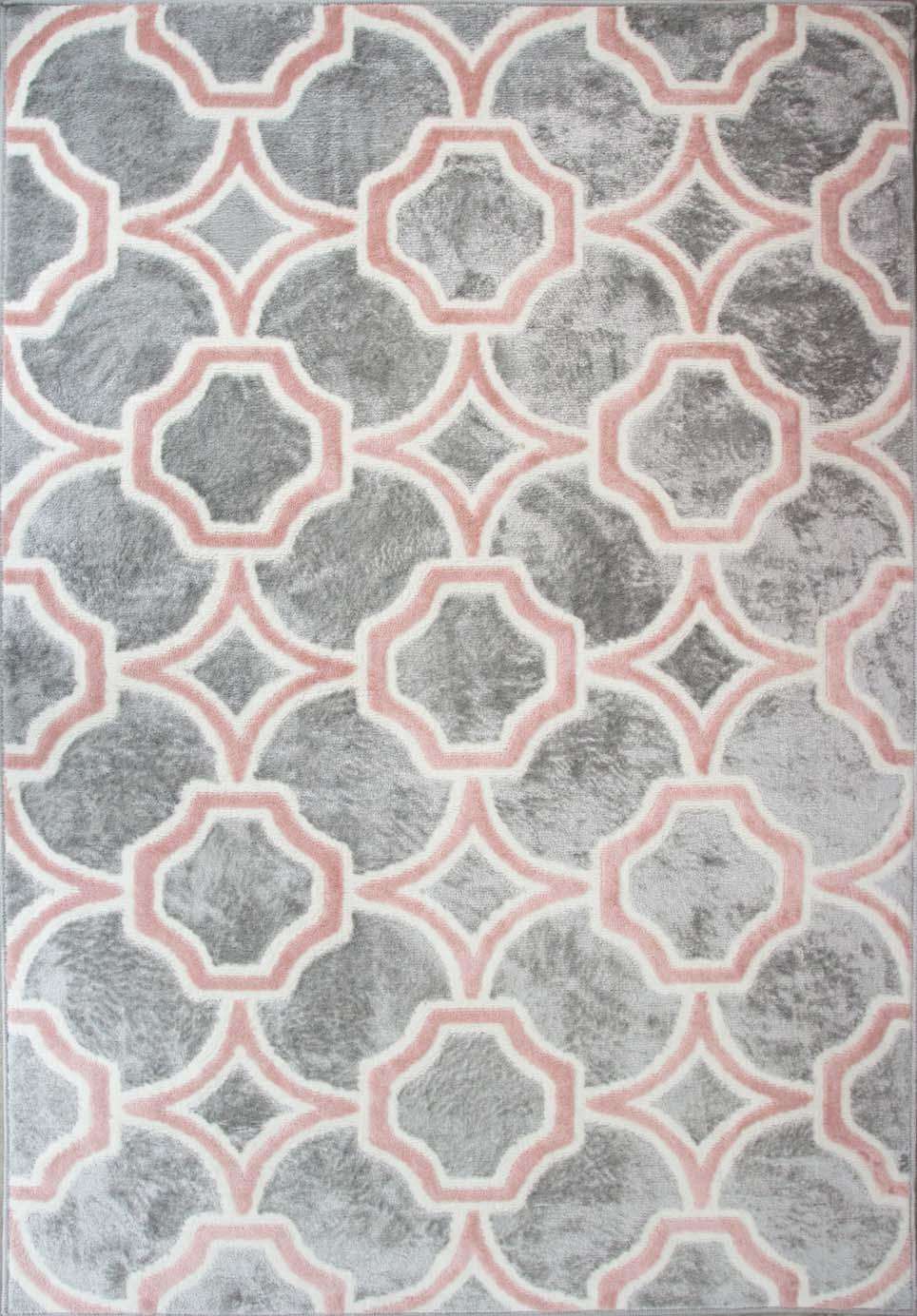 Modern Grey Blush Trellis Runner Rug