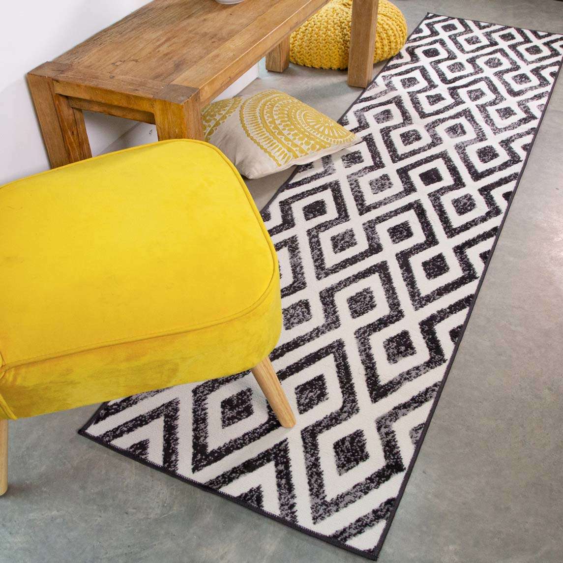 Geometric Black Ombre Runner Rug Runner Rugs Kukoon Rugs Online