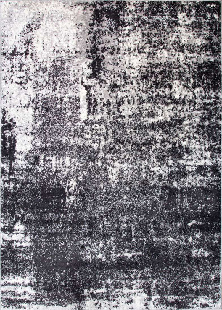 Modern Black Abstract Distressed Runner Rug