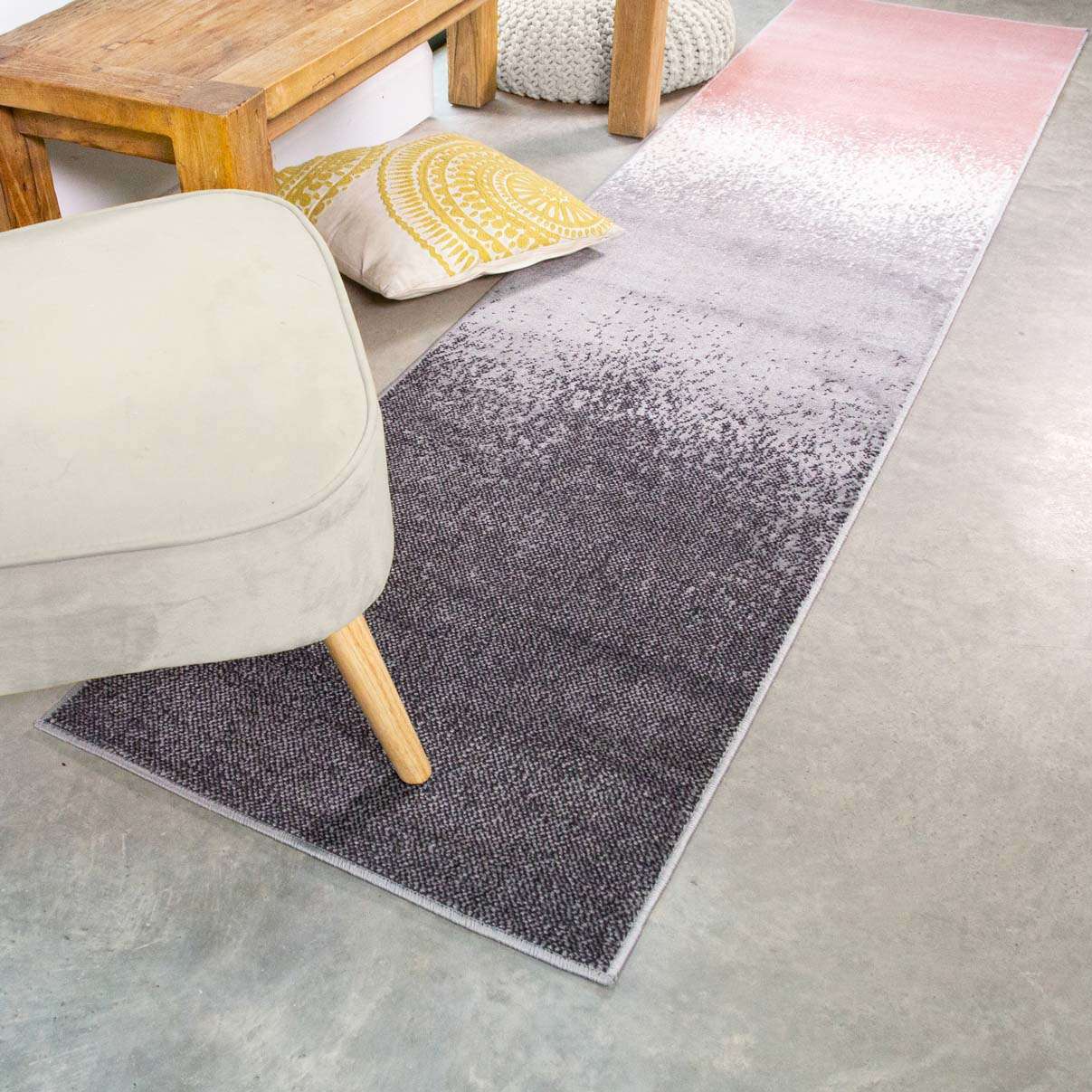 Modern Pink Distressed Striped Living Room Rug