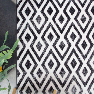 Geometric Black Ombre Living Room Rug