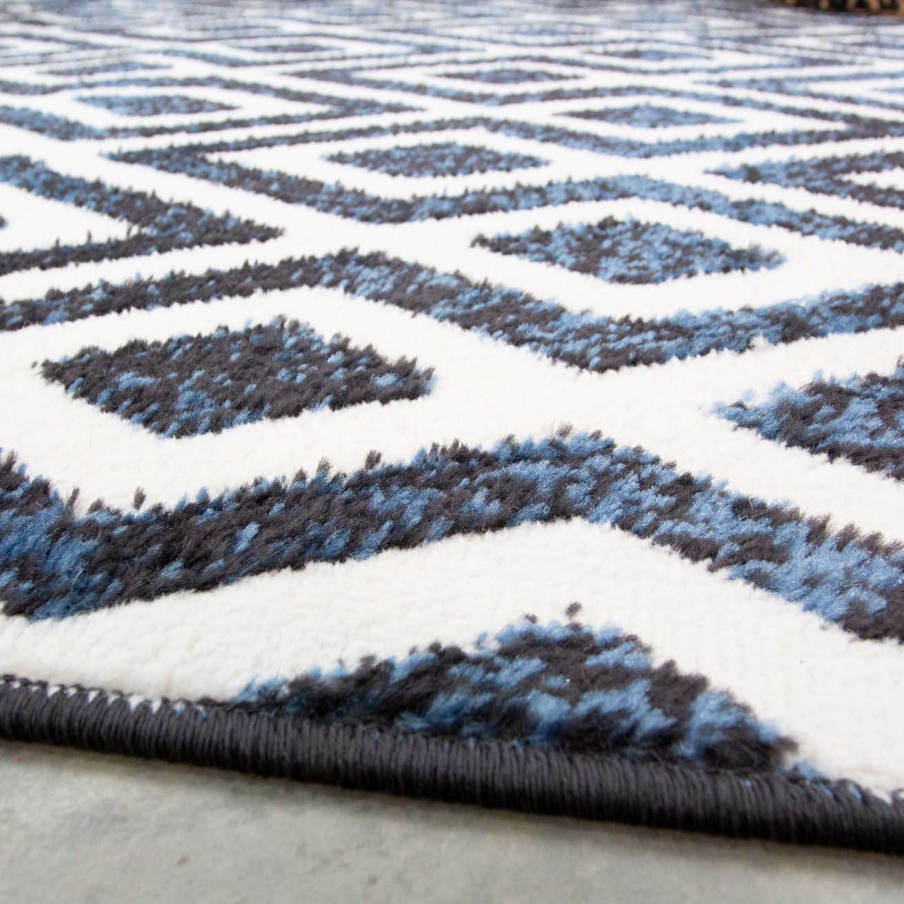 Geometric Blue Ombre Living Room Rug