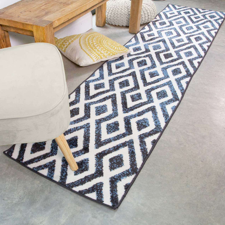 Geometric Blue Ombre Living Room Rug