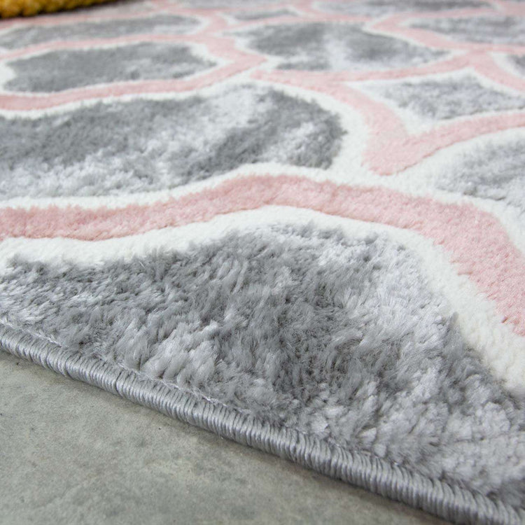 Modern Grey Blush Trellis Living Room Rug